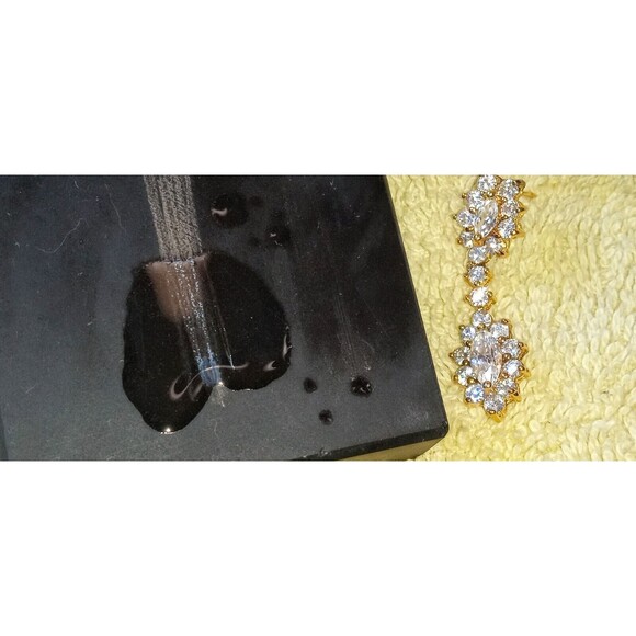 Prime Art & Jewel Designer Gold over Sterling Silver CZ Dangle Earrings 1.5 in - Picture 10 of 10